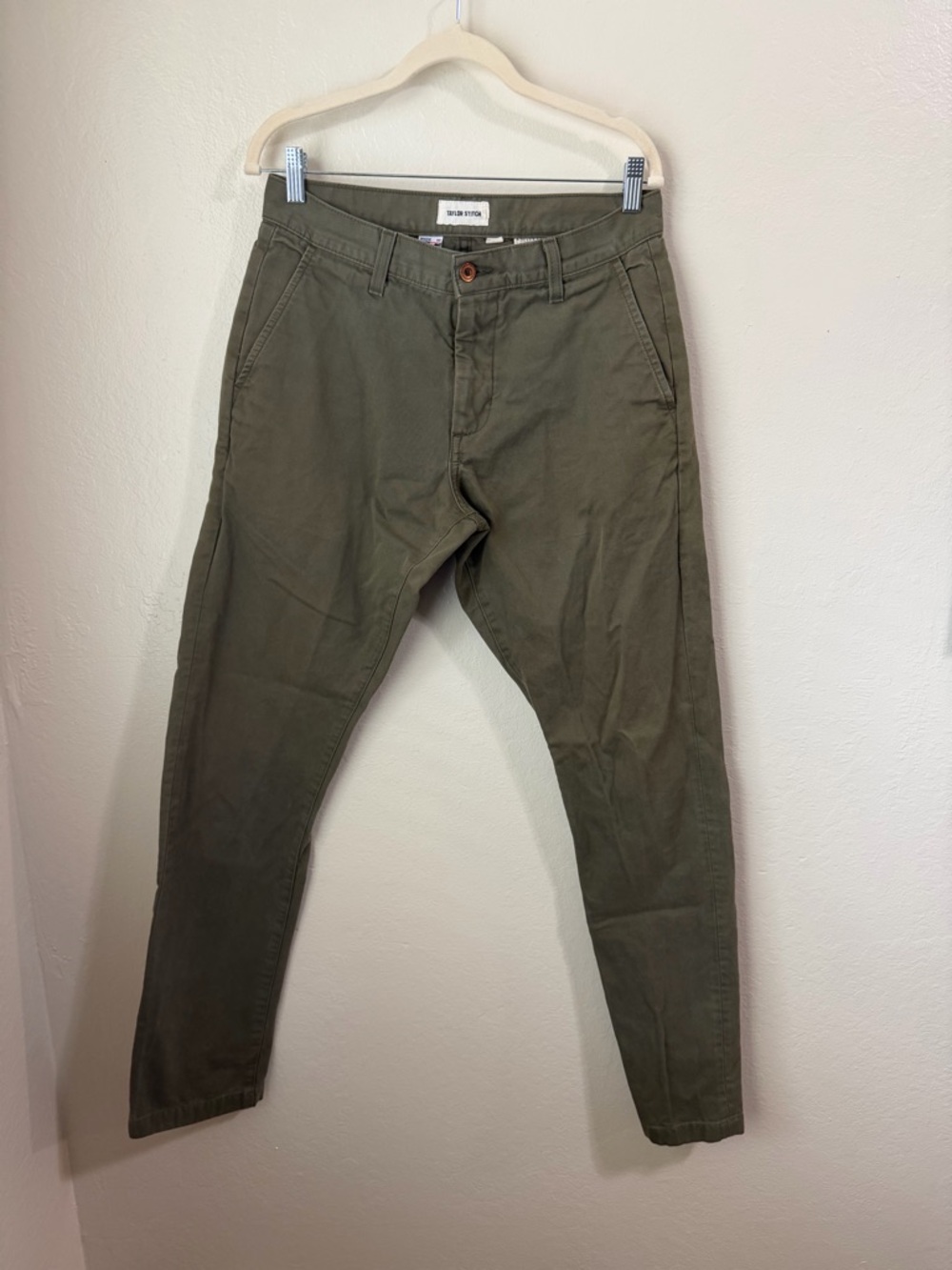 Taylor Stitch Slim Chino Pants - Olive Green - Size 32 made in the USA